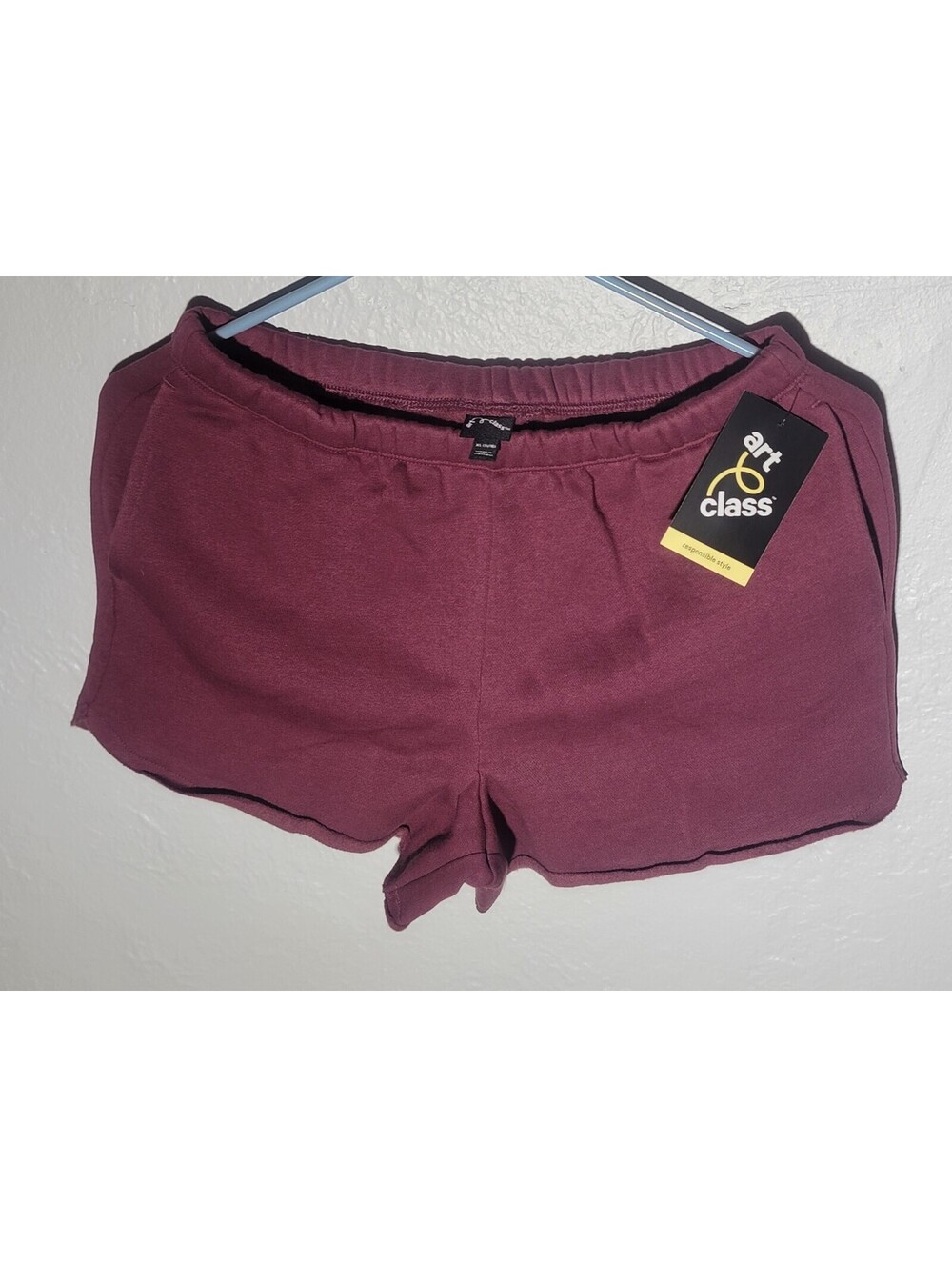 Art Class Kids' Fleece Raw Edge Lounge Shorts Maroon Size XL 14/16